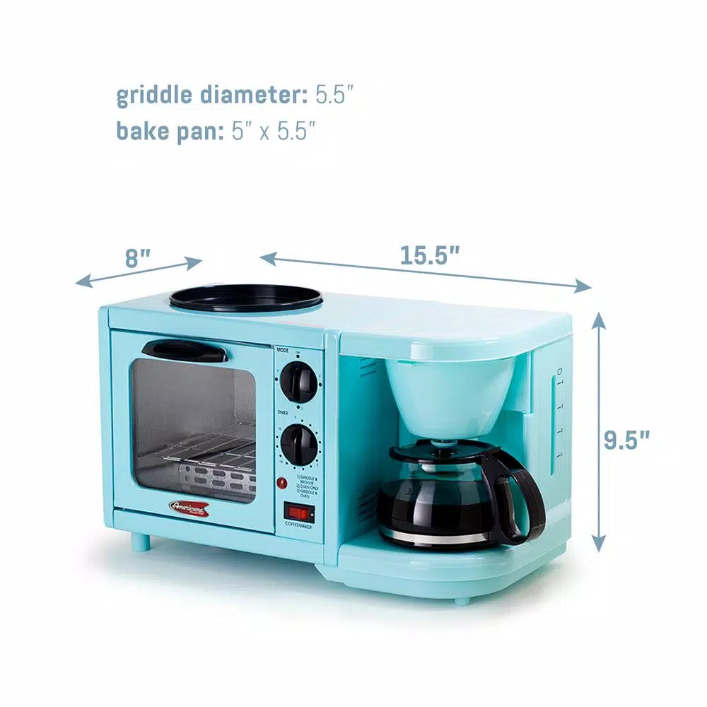 Toasters Elite 500 W 2 Slice Blue Toaster Oven With Coffee Maker And Griddle 6 Toasters Elite 500 W 2 Slice Blue Toaster Oven With Coffee Maker And Griddle - Image 4