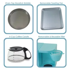 Toasters Elite 500 W 2 Slice Blue Toaster Oven With Coffee Maker And Griddle 11 Toasters Elite 500 W 2 Slice Blue Toaster Oven With Coffee Maker And Griddle -Dessert Makers Popular Store blue elite toaster ovens ebk 200blffp 4f 1000