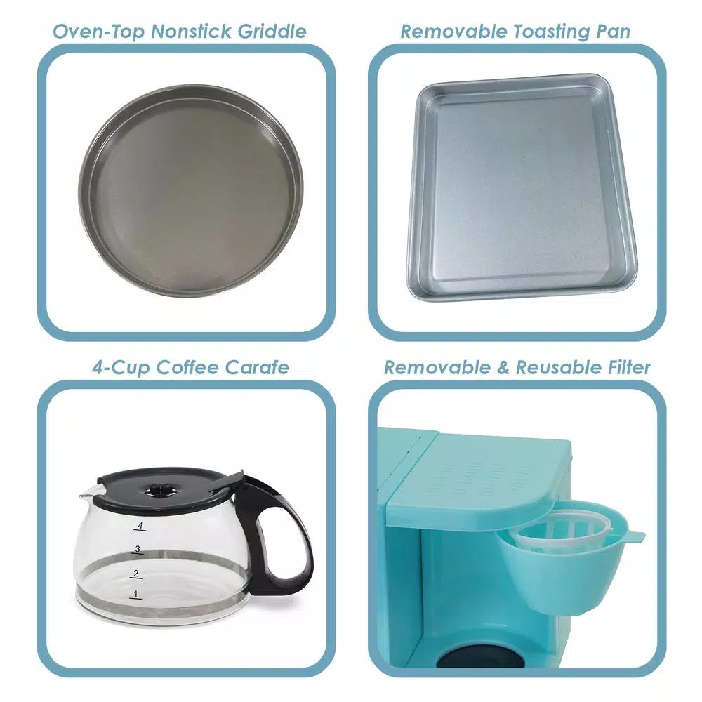 Toasters Elite 500 W 2 Slice Blue Toaster Oven With Coffee Maker And Griddle 5 Toasters Elite 500 W 2 Slice Blue Toaster Oven With Coffee Maker And Griddle - Image 3