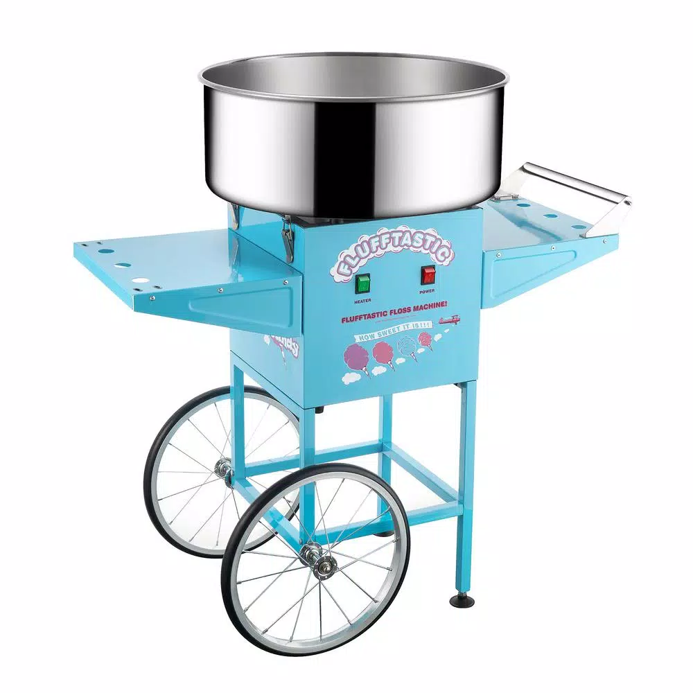 Dessert Makers Great Northern Flufftastic Commercial Blue Cotton Candy Machine With Cart 3 Dessert Makers Great Northern Flufftastic Commercial Blue Cotton Candy Machine With Cart