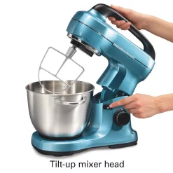 Mixers Hamilton Beach 4 Qt. 7-Speed Blue Stand Mixer With With Whisk, Dough Hook, Flat Beater Attachments 13 Mixers Hamilton Beach 4 Qt. 7-Speed Blue Stand Mixer With With Whisk, Dough Hook, Flat Beater Attachments -Dessert Makers Popular Store blue hamilton beach stand mixers 63393 44 1000