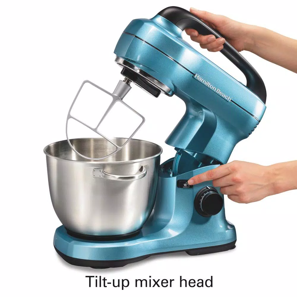 Mixers Hamilton Beach 4 Qt. 7-Speed Blue Stand Mixer With With Whisk, Dough Hook, Flat Beater Attachments 7 Mixers Hamilton Beach 4 Qt. 7-Speed Blue Stand Mixer With With Whisk, Dough Hook, Flat Beater Attachments - Image 5