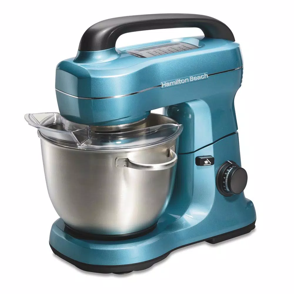 Mixers Hamilton Beach 4 Qt. 7-Speed Blue Stand Mixer With With Whisk, Dough Hook, Flat Beater Attachments 3 Mixers Hamilton Beach 4 Qt. 7-Speed Blue Stand Mixer With With Whisk, Dough Hook, Flat Beater Attachments