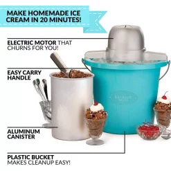 Dessert Makers Nostalgia 4 Qt. Electric Ice Cream Maker With Easy-Carry Handle -Dessert Makers Popular Store blue nostalgia ice cream makers picm4bg 44 1000