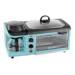 Toasters Nostalgia Retro Breakfast Center 1500 W 4-Slice Blue Toaster Oven With Built-In Timer