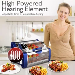 Toasters NutriChef White Digital Countertop Rotisserie & Grill Oven Rotating Kitchen Cooker In Blue -Dessert Makers Popular Store blue nutrichef toaster ovens pkrtvg65bl 44 1000