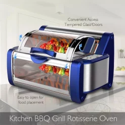 Toasters NutriChef White Digital Countertop Rotisserie & Grill Oven Rotating Kitchen Cooker In Blue -Dessert Makers Popular Store blue nutrichef toaster ovens pkrtvg65bl c3 1000