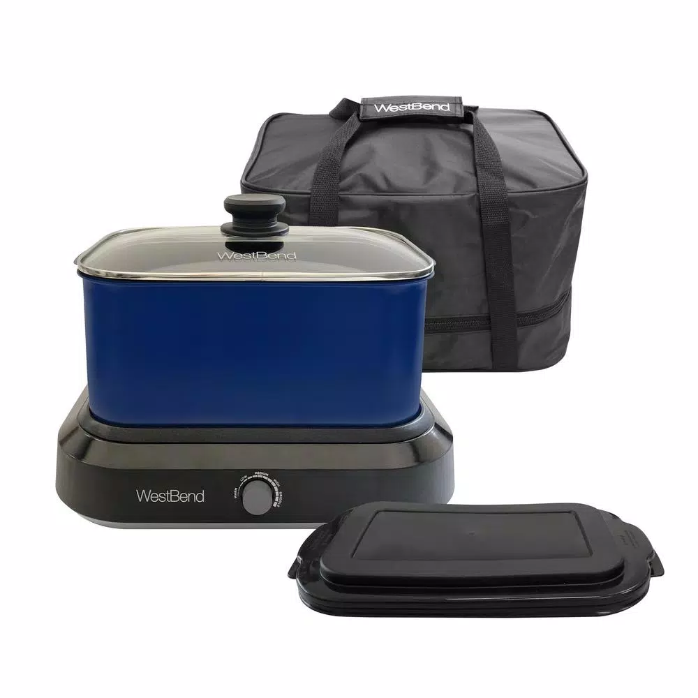Cookers West Bend 6 Qt. Blue Non-Stick Versatility Slow Cooker With 5-Temperature Settings Includes Travel Lid And Thermal Tote 4 Cookers West Bend 6 Qt. Blue Non-Stick Versatility Slow Cooker With 5-Temperature Settings Includes Travel Lid And Thermal Tote - Image 2