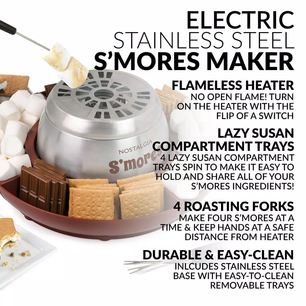 Dessert Makers Nostalgia Brown Stainless Steel Electric S’mores Maker 4 Dessert Makers Nostalgia Brown Stainless Steel Electric S’mores Maker - Image 2