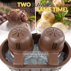 Dessert Makers Nostalgia 4 Qt. In Brown Electric Double Flavor Ice Cream Maker 16 Dessert Makers Nostalgia 4 Qt. In Brown Electric Double Flavor Ice Cream Maker -Dessert Makers Popular Store brown nostalgia ice cream makers icmw200dbl 1f 1000