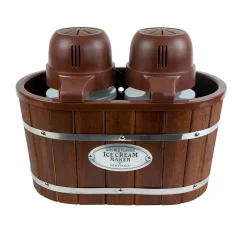 Dessert Makers Nostalgia 4 Qt. In Brown Electric Double Flavor Ice Cream Maker