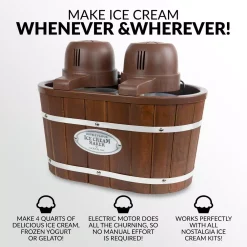 Dessert Makers Nostalgia 4 Qt. In Brown Electric Double Flavor Ice Cream Maker 14 Dessert Makers Nostalgia 4 Qt. In Brown Electric Double Flavor Ice Cream Maker -Dessert Makers Popular Store brown nostalgia ice cream makers icmw200dbl c3 1000