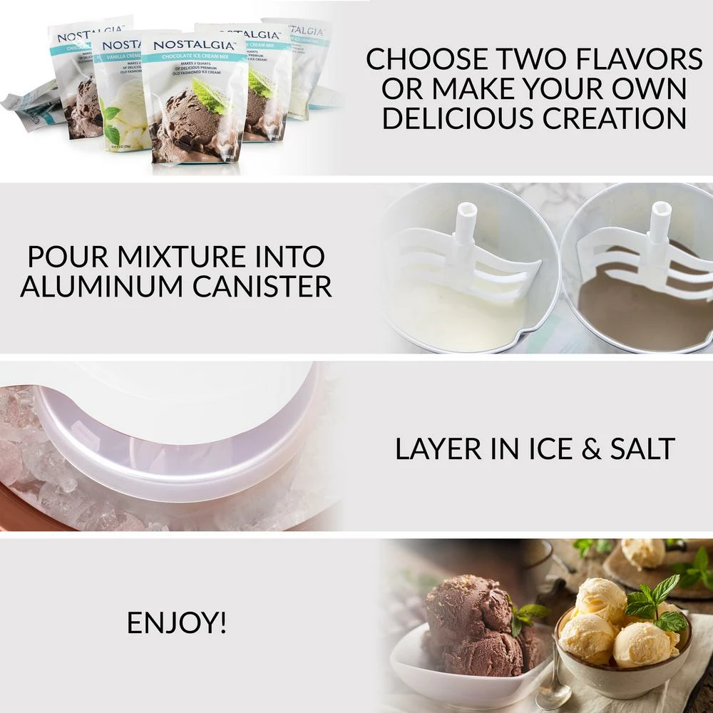 Dessert Makers Nostalgia 4 Qt. Brown Double Flavor Ice Cream Maker 9 Dessert Makers Nostalgia 4 Qt. Brown Double Flavor Ice Cream Maker - Image 7