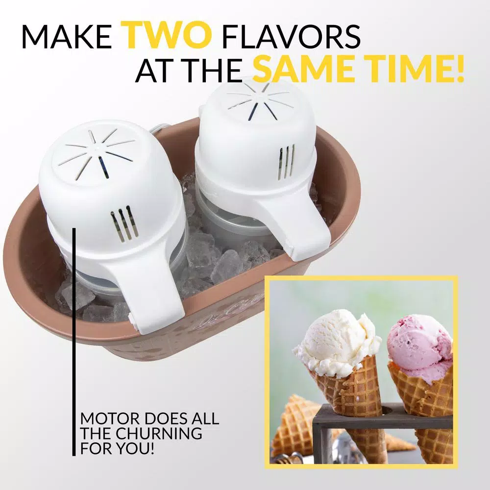Dessert Makers Nostalgia 4 Qt. Brown Double Flavor Ice Cream Maker 8 Dessert Makers Nostalgia 4 Qt. Brown Double Flavor Ice Cream Maker - Image 6