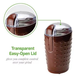 Coffee Makers Ovente 2.5 Oz. Brown One-Touch Electric Coffee Grinder With Transparent Easy Open Lid And Stainless Steel Blades 18 Coffee Makers Ovente 2.5 Oz. Brown One-Touch Electric Coffee Grinder With Transparent Easy Open Lid And Stainless Steel Blades -Dessert Makers Popular Store brown ovente coffee grinders cg225br 44 1000