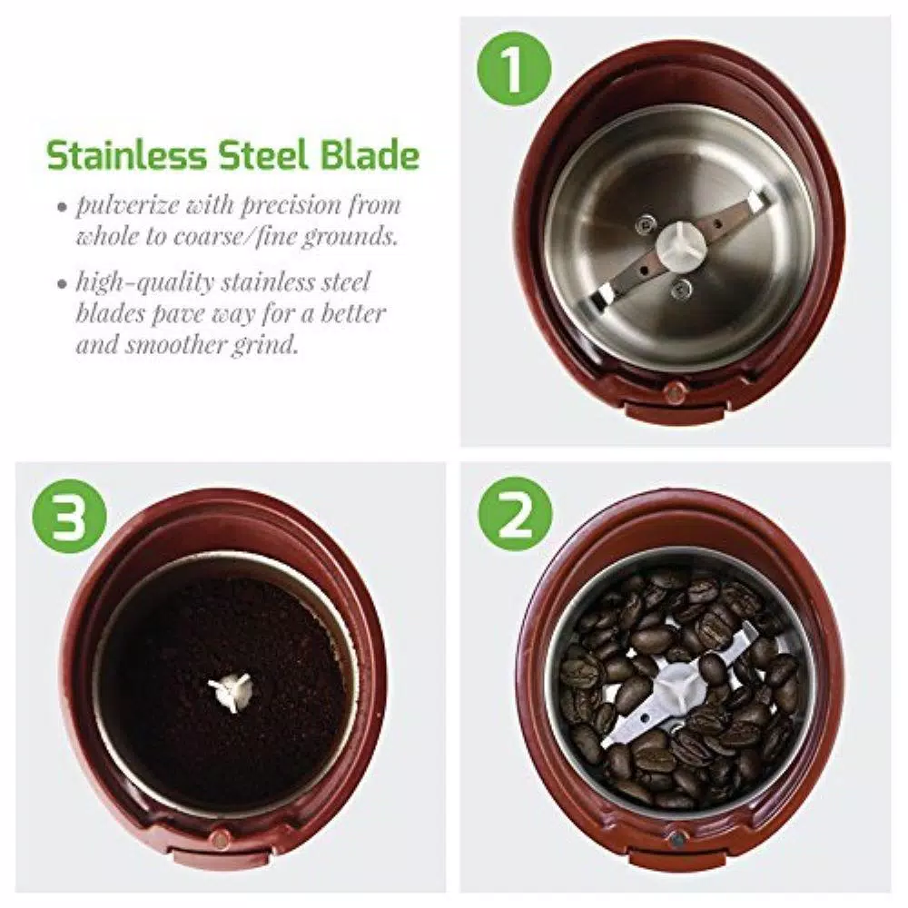 Coffee Makers Ovente 2.5 Oz. Brown One-Touch Electric Coffee Grinder With Transparent Easy Open Lid And Stainless Steel Blades 7 Coffee Makers Ovente 2.5 Oz. Brown One-Touch Electric Coffee Grinder With Transparent Easy Open Lid And Stainless Steel Blades - Image 5