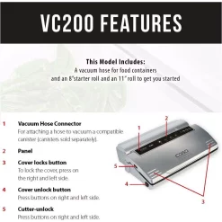Food Processing CASO VC 200 Brushed Black Stainless Steel Food Vacuum Sealer 16 Food Processing CASO VC 200 Brushed Black Stainless Steel Food Vacuum Sealer -Dessert Makers Popular Store brushed stainless black caso food vacuum sealers 11390 4f 1000
