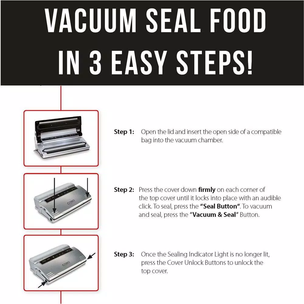 Food Processing CASO VC 200 Brushed Black Stainless Steel Food Vacuum Sealer 11 Food Processing CASO VC 200 Brushed Black Stainless Steel Food Vacuum Sealer - Image 9