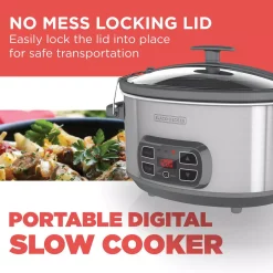 Cookers BLACK+DECKER 7 Qt. Brushed Stainless Steel Programmable Slow Cooker 11 Cookers BLACK+DECKER 7 Qt. Brushed Stainless Steel Programmable Slow Cooker -Dessert Makers Popular Store brushed stainless steel black decker slow cookers scd1007 31 1000