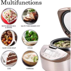 Cookers AROMA 4 Qt. Champagne Electric Multi-Cooker With Ceramic Pot 11 Cookers AROMA 4 Qt. Champagne Electric Multi-Cooker With Ceramic Pot -Dessert Makers Popular Store champagne aroma multi cookers mtc 8008 1f 1000