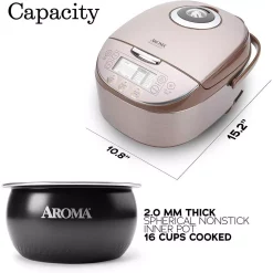 Cookers AROMA 4 Qt. Champagne Electric Multi-Cooker With Ceramic Pot 10 Cookers AROMA 4 Qt. Champagne Electric Multi-Cooker With Ceramic Pot -Dessert Makers Popular Store champagne aroma multi cookers mtc 8008 4f 1000