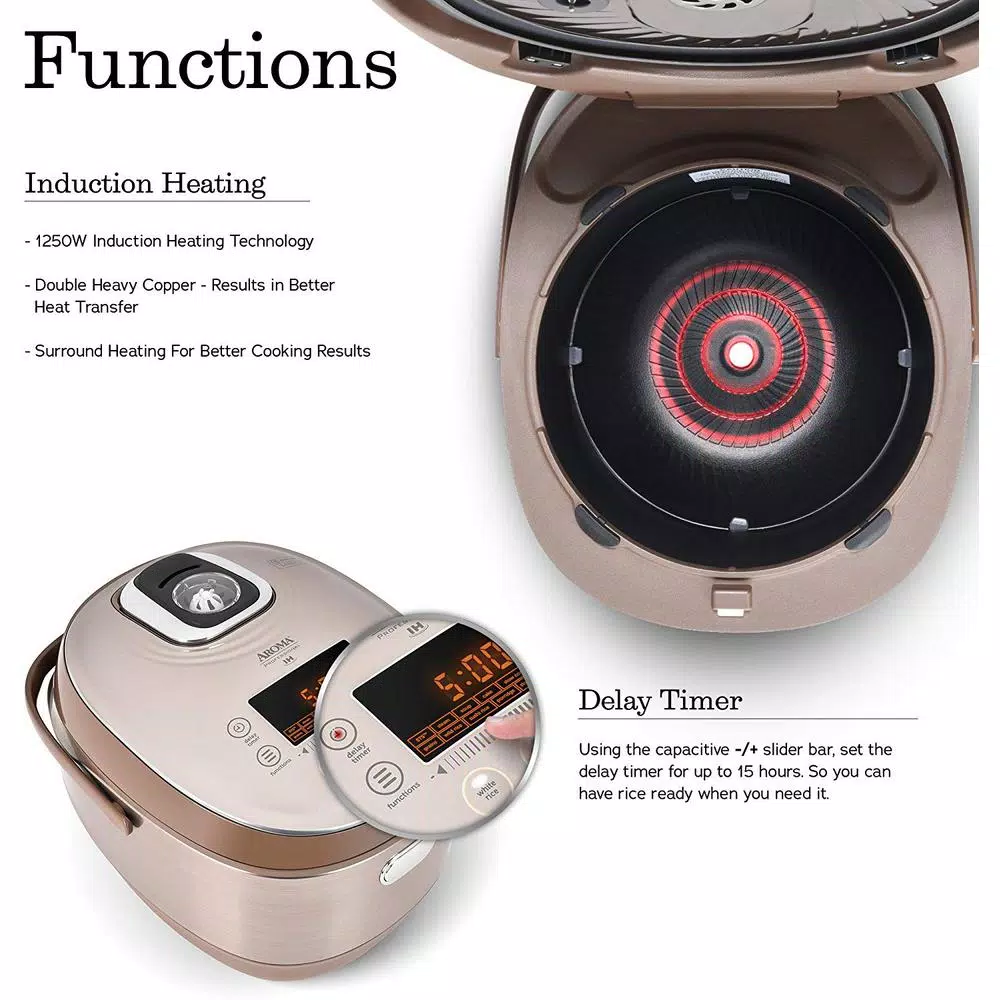 Cookers AROMA 5 Qt. Champagne Electric Multi-Cooker With Ceramic Pot 7 Cookers AROMA 5 Qt. Champagne Electric Multi-Cooker With Ceramic Pot - Image 5