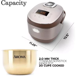 Cookers AROMA 5 Qt. Champagne Electric Multi-Cooker With Ceramic Pot 10 Cookers AROMA 5 Qt. Champagne Electric Multi-Cooker With Ceramic Pot -Dessert Makers Popular Store champagne aroma multi cookers mtc 8010 4f 1000