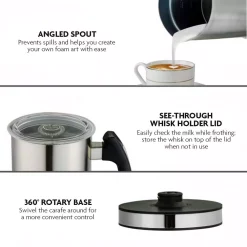 Coffee Makers Ovente 1.25-Cup Chrome Electric Double Wall Stainless Steel Milk Frother, Frothing & Heating Whisks, Espresso Machine Latte 15 Coffee Makers Ovente 1.25-Cup Chrome Electric Double Wall Stainless Steel Milk Frother, Frothing & Heating Whisks, Espresso Machine Latte -Dessert Makers Popular Store chrome ovente espresso machines fr4810ch 1f 1000