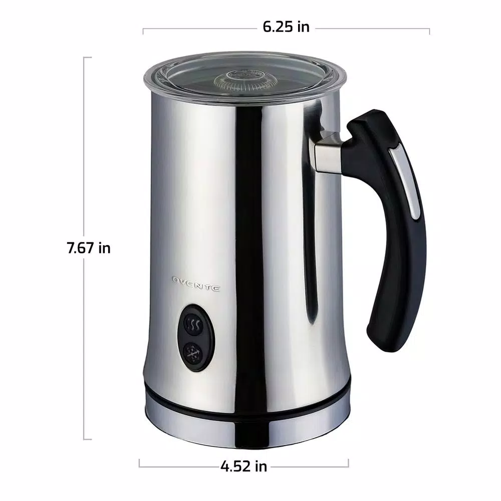 Coffee Makers Ovente 1.25-Cup Chrome Electric Double Wall Stainless Steel Milk Frother, Frothing & Heating Whisks, Espresso Machine Latte 10 Coffee Makers Ovente 1.25-Cup Chrome Electric Double Wall Stainless Steel Milk Frother, Frothing & Heating Whisks, Espresso Machine Latte - Image 8
