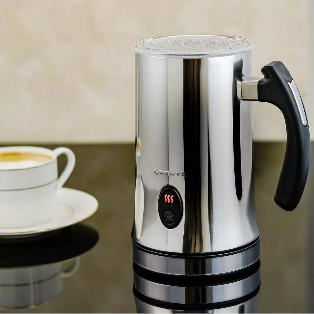 Coffee Makers Ovente 1.25-Cup Chrome Electric Double Wall Stainless Steel Milk Frother, Frothing & Heating Whisks, Espresso Machine Latte 4 Coffee Makers Ovente 1.25-Cup Chrome Electric Double Wall Stainless Steel Milk Frother, Frothing & Heating Whisks, Espresso Machine Latte - Image 2