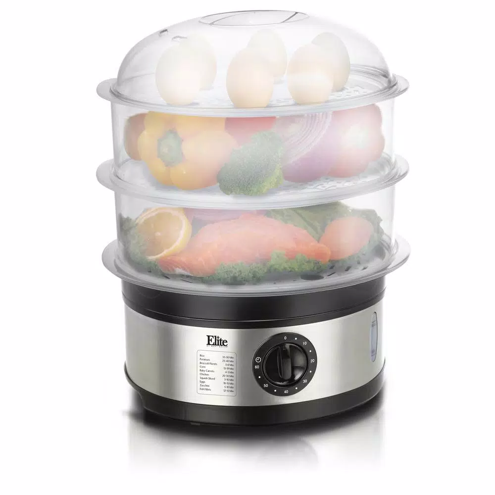 Cookers Elite 8.5 Qt. Stainless Steel Plastic 3-Tier Food Steamer 3 Cookers Elite 8.5 Qt. Stainless Steel Plastic 3-Tier Food Steamer