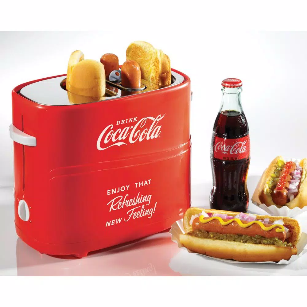 Toasters Nostalgia Retro Series 2-Slice Coca-Cola Long Slot Hot Dog And Bun Toaster With Crumb Tray And Mini Tongs 4 Toasters Nostalgia Retro Series 2-Slice Coca-Cola Long Slot Hot Dog And Bun Toaster With Crumb Tray And Mini Tongs - Image 2