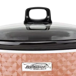 Cookers Brentwood Appliances Diamond 7 Qt. Copper Slow Cooker With Tempered Glass Lid 13 Cookers Brentwood Appliances Diamond 7 Qt. Copper Slow Cooker With Tempered Glass Lid -Dessert Makers Popular Store copper brentwood appliances slow cookers sc 157c 1f 1000