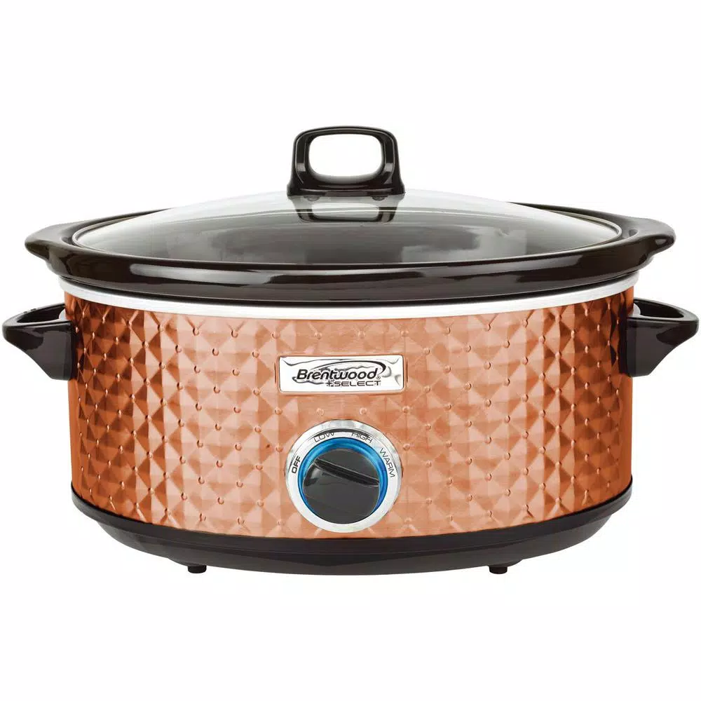 Cookers Brentwood Appliances Diamond 7 Qt. Copper Slow Cooker With Tempered Glass Lid 3 Cookers Brentwood Appliances Diamond 7 Qt. Copper Slow Cooker With Tempered Glass Lid