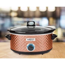 Cookers Brentwood Appliances Diamond 7 Qt. Copper Slow Cooker With Tempered Glass Lid 15 Cookers Brentwood Appliances Diamond 7 Qt. Copper Slow Cooker With Tempered Glass Lid -Dessert Makers Popular Store copper brentwood appliances slow cookers sc 157c fa 1000