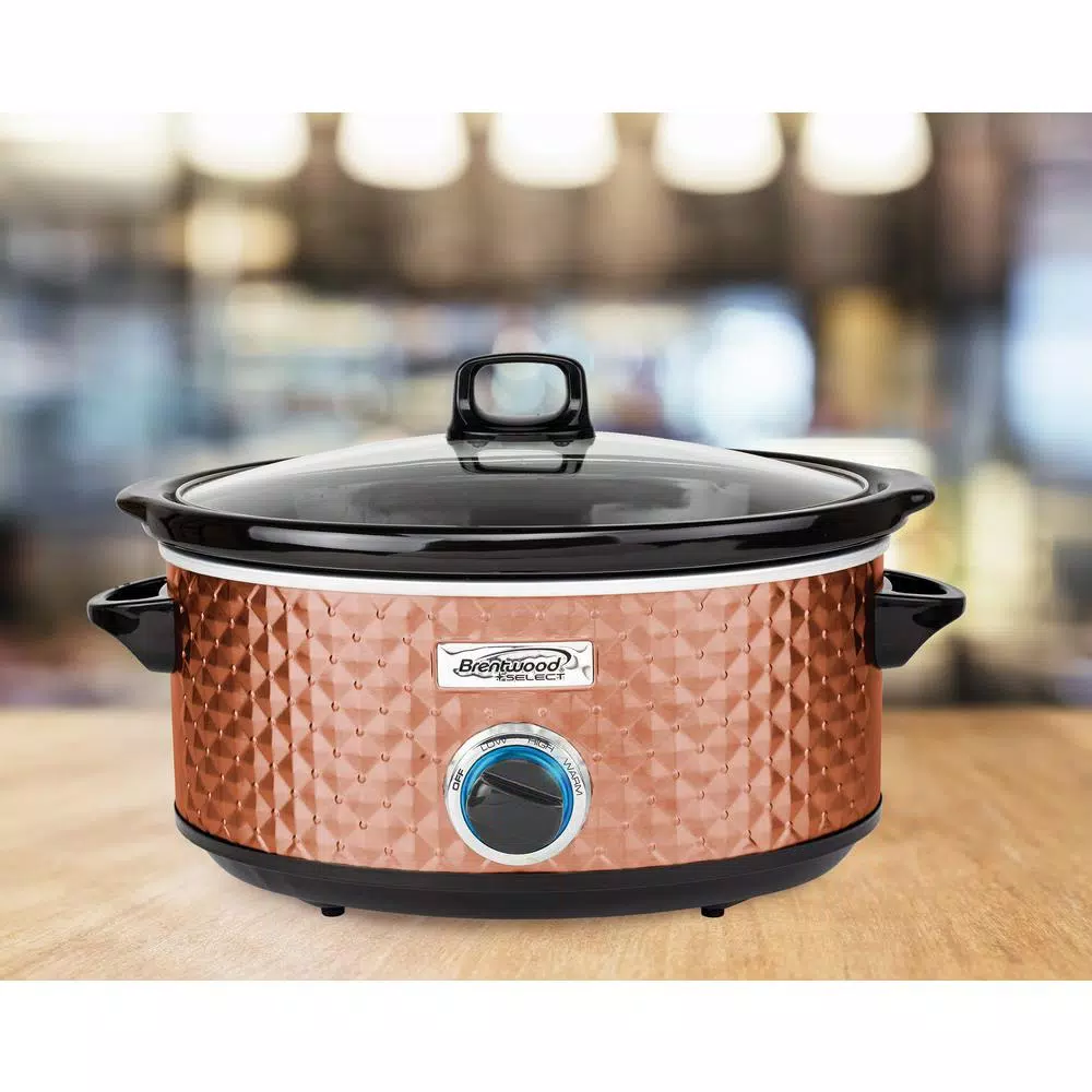 Cookers Brentwood Appliances Diamond 7 Qt. Copper Slow Cooker With Tempered Glass Lid 8 Cookers Brentwood Appliances Diamond 7 Qt. Copper Slow Cooker With Tempered Glass Lid - Image 6