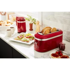 Toasters KitchenAid 4-Slice Empire Red Long Slot Toaster With High-Lift Lever 6 Toasters KitchenAid 4-Slice Empire Red Long Slot Toaster With High-Lift Lever -Dessert Makers Popular Store empire red kitchenaid pop up toasters kmt5115er c3 1000