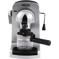 Coffee Makers IMUSA 4-Cup Grey Espresso And Cappuccino Machine With Milk Frothier