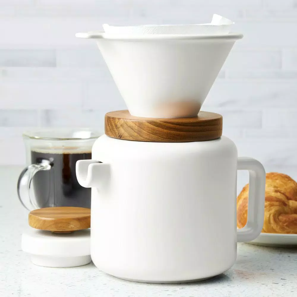Coffee Makers BonJour 4-Cup Matte White Pour-Over Coffee Set 4 Coffee Makers BonJour 4-Cup Matte White Pour-Over Coffee Set - Image 2