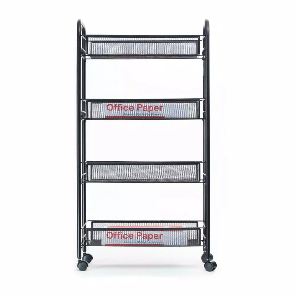 Coffee Makers Mind Reader Roll 4-Shelf Rolling Black Metal Mesh Coffee Cart 6 Coffee Makers Mind Reader Roll 4-Shelf Rolling Black Metal Mesh Coffee Cart - Image 4