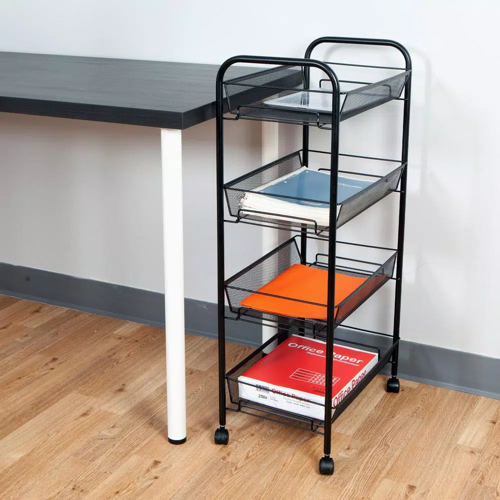 Coffee Makers Mind Reader Roll 4-Shelf Rolling Black Metal Mesh Coffee Cart 9 Coffee Makers Mind Reader Roll 4-Shelf Rolling Black Metal Mesh Coffee Cart - Image 7