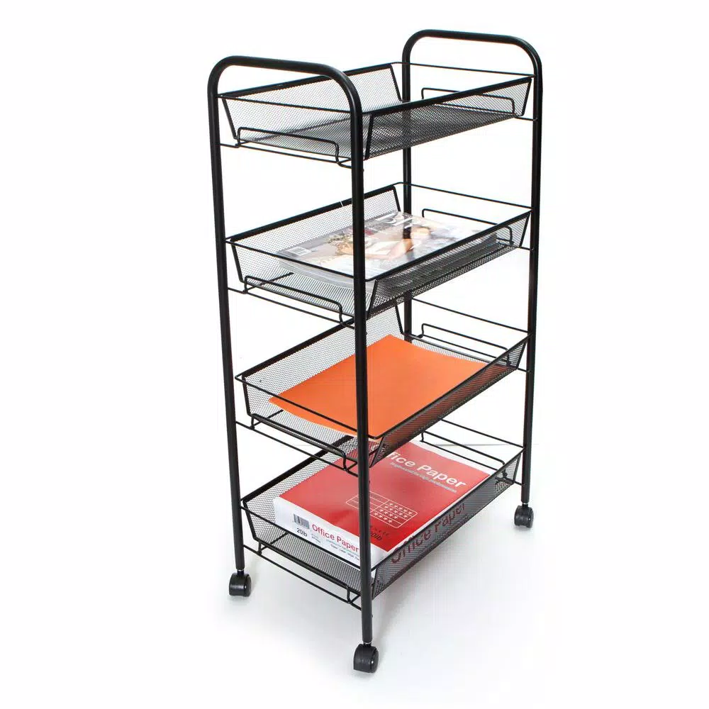 Coffee Makers Mind Reader Roll 4-Shelf Rolling Black Metal Mesh Coffee Cart 5 Coffee Makers Mind Reader Roll 4-Shelf Rolling Black Metal Mesh Coffee Cart - Image 3