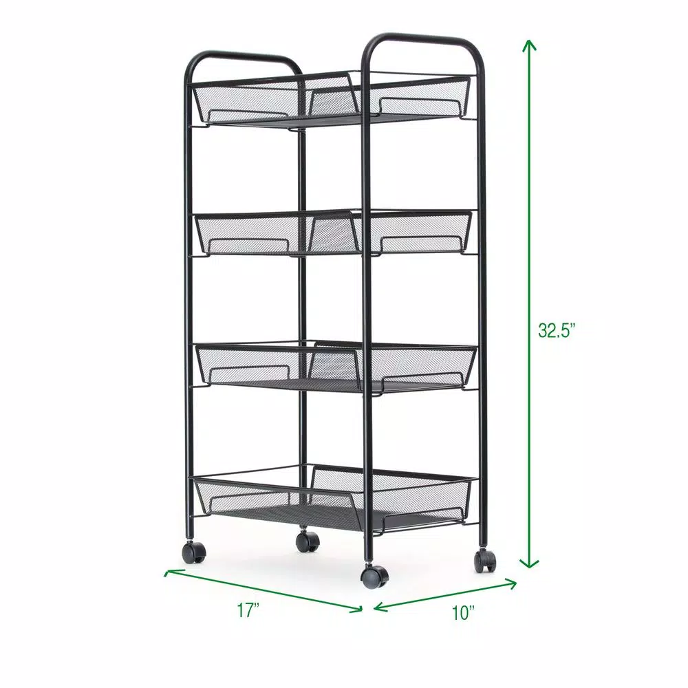 Coffee Makers Mind Reader Roll 4-Shelf Rolling Black Metal Mesh Coffee Cart 8 Coffee Makers Mind Reader Roll 4-Shelf Rolling Black Metal Mesh Coffee Cart - Image 6