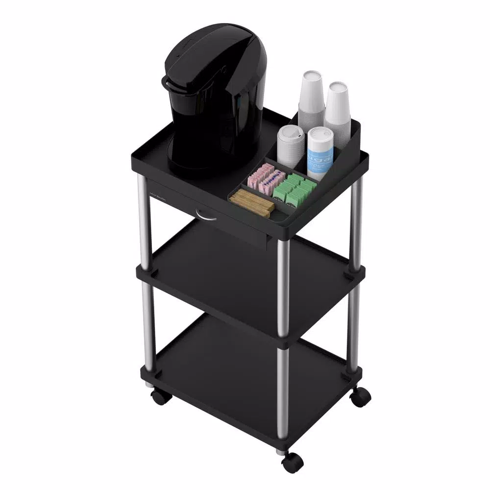 Coffee Makers Mind Reader 3-Tier 7-Compartment Rolling Black Coffee Cart 7 Coffee Makers Mind Reader 3-Tier 7-Compartment Rolling Black Coffee Cart - Image 5