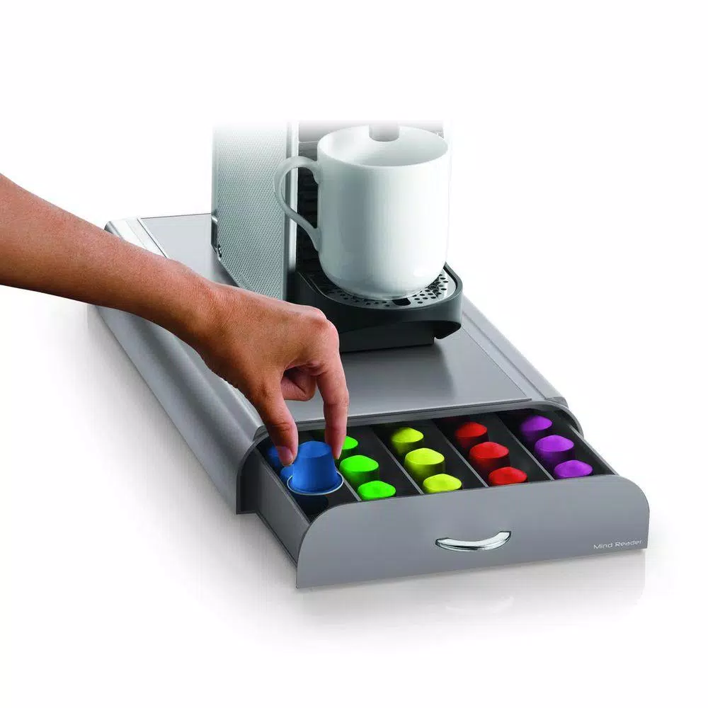 Coffee Makers Mind Reader Anchor 50-Capacity Silver Nespresso Coffee Capsule Drawer 3 Coffee Makers Mind Reader Anchor 50-Capacity Silver Nespresso Coffee Capsule Drawer