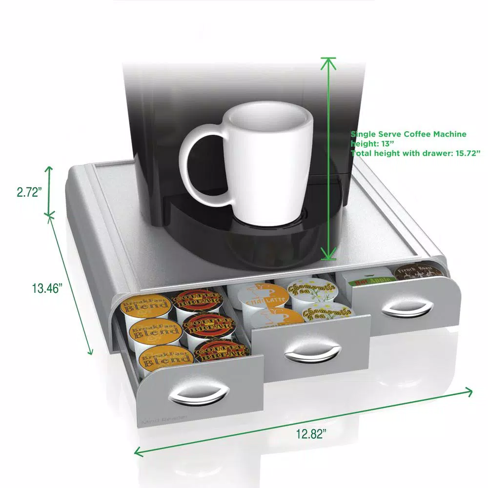 Coffee Makers Mind Reader 36 Capacity K-Cup, Dolce Gusto, CBTL, Verismo, Single Serve Coffee Pod Holder Drawer, Silver 9 Coffee Makers Mind Reader 36 Capacity K-Cup, Dolce Gusto, CBTL, Verismo, Single Serve Coffee Pod Holder Drawer, Silver - Image 7