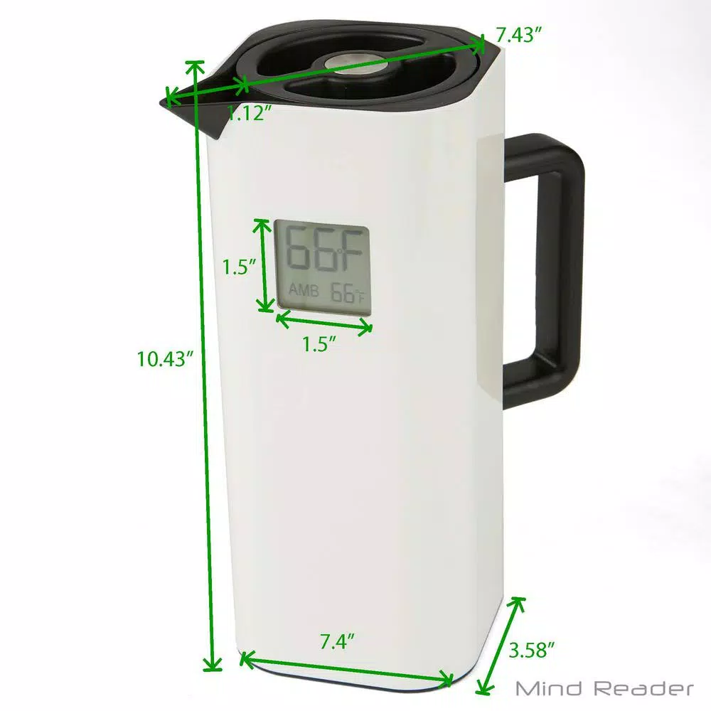 Coffee Makers Mind Reader White 4-Cup Double Wall Thermal Coffee Carafe With Temperature Display 9 Coffee Makers Mind Reader White 4-Cup Double Wall Thermal Coffee Carafe With Temperature Display - Image 7