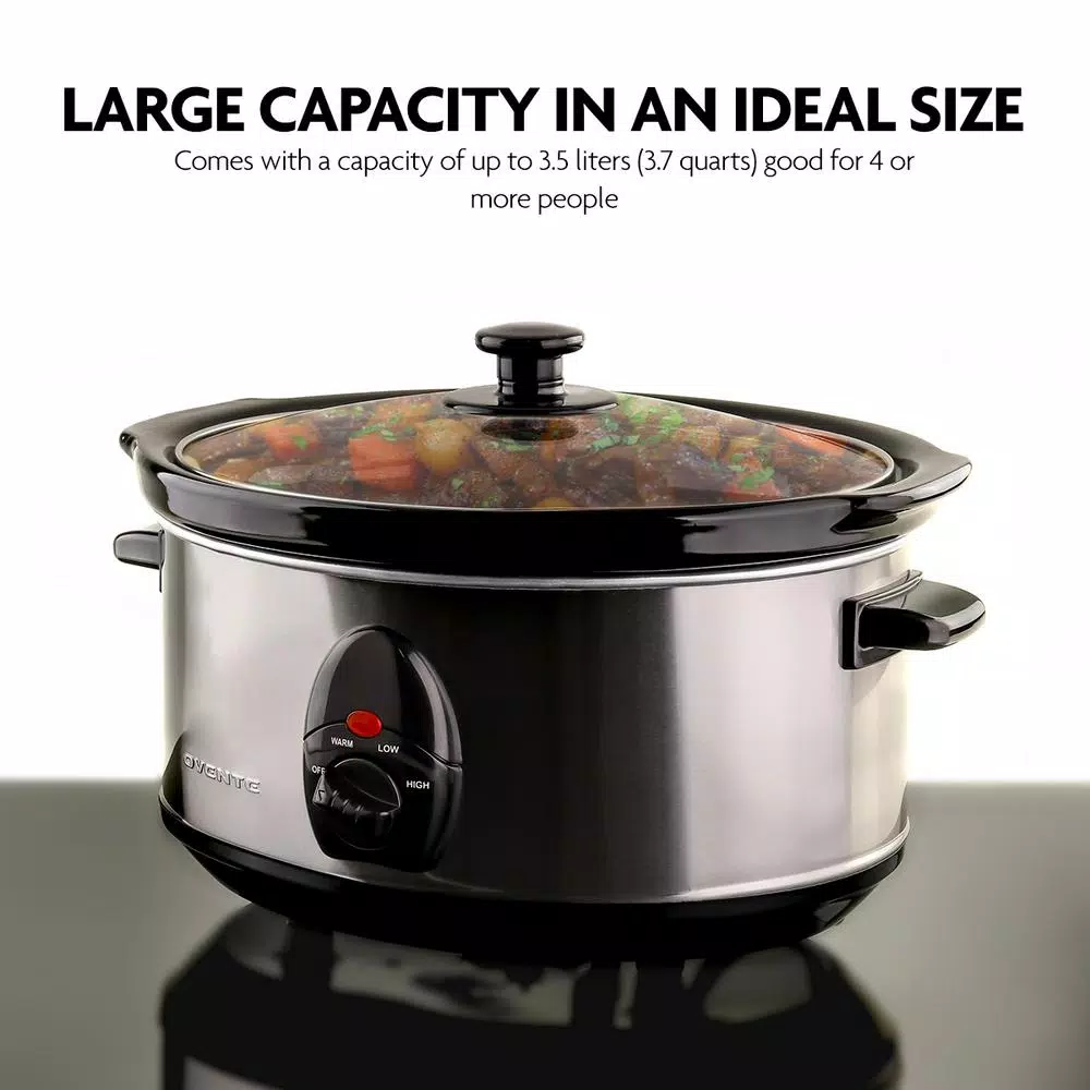 Cookers Ovente 3.7 Qt. Stainless Steel Electric Slow Cooker With Heat-Tempered Glass Lid, Adjustable Temperature Control, (SLO35ABR) 7 Cookers Ovente 3.7 Qt. Stainless Steel Electric Slow Cooker With Heat-Tempered Glass Lid, Adjustable Temperature Control, (SLO35ABR) - Image 5