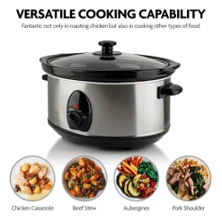 Cookers Ovente 3.7 Qt. Stainless Steel Electric Slow Cooker With Heat-Tempered Glass Lid, Adjustable Temperature Control, (SLO35ABR) 12 Cookers Ovente 3.7 Qt. Stainless Steel Electric Slow Cooker With Heat-Tempered Glass Lid, Adjustable Temperature Control, (SLO35ABR) -Dessert Makers Popular Store nickel brushed ovente slow cookers slo35abr 4f 1000