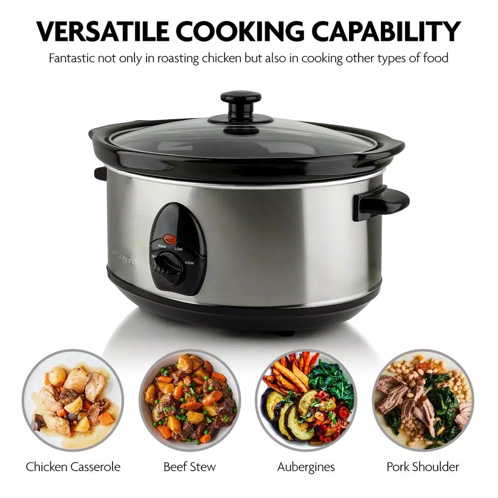 Cookers Ovente 3.7 Qt. Stainless Steel Electric Slow Cooker With Heat-Tempered Glass Lid, Adjustable Temperature Control, (SLO35ABR) 5 Cookers Ovente 3.7 Qt. Stainless Steel Electric Slow Cooker With Heat-Tempered Glass Lid, Adjustable Temperature Control, (SLO35ABR) - Image 3